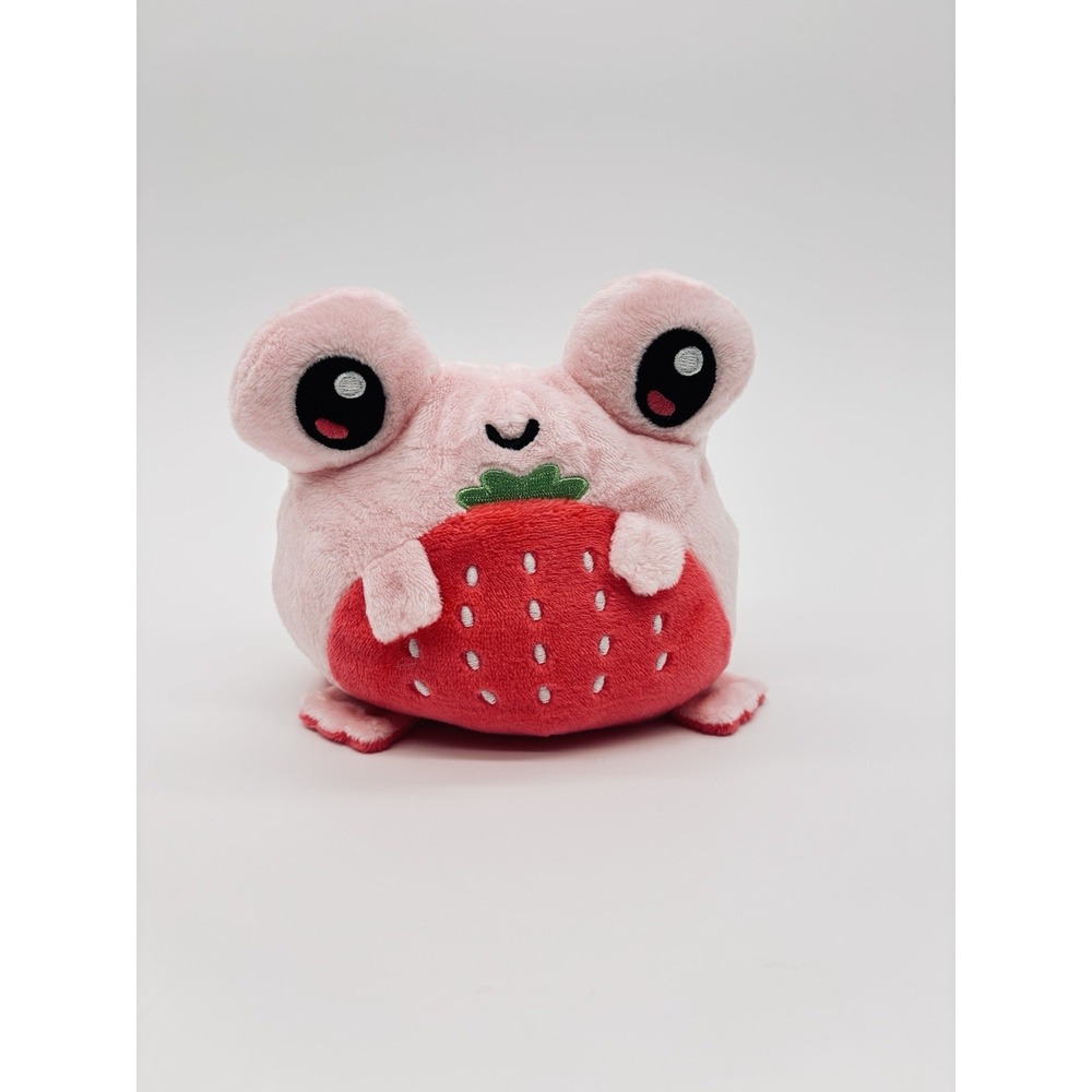 TeeTurtle Reversible Frog Plushie Pink Strawberry 5in Happy Sad Mood Toy